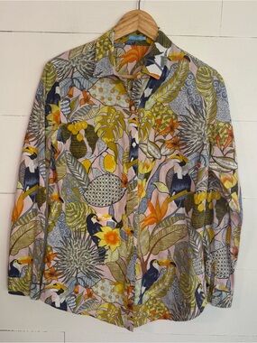 Tropical Print Button-Down Shirt by J McLaughlin Size XS